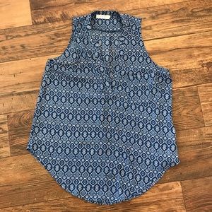 Lush Sleeveless Aztec Patterned Blouse